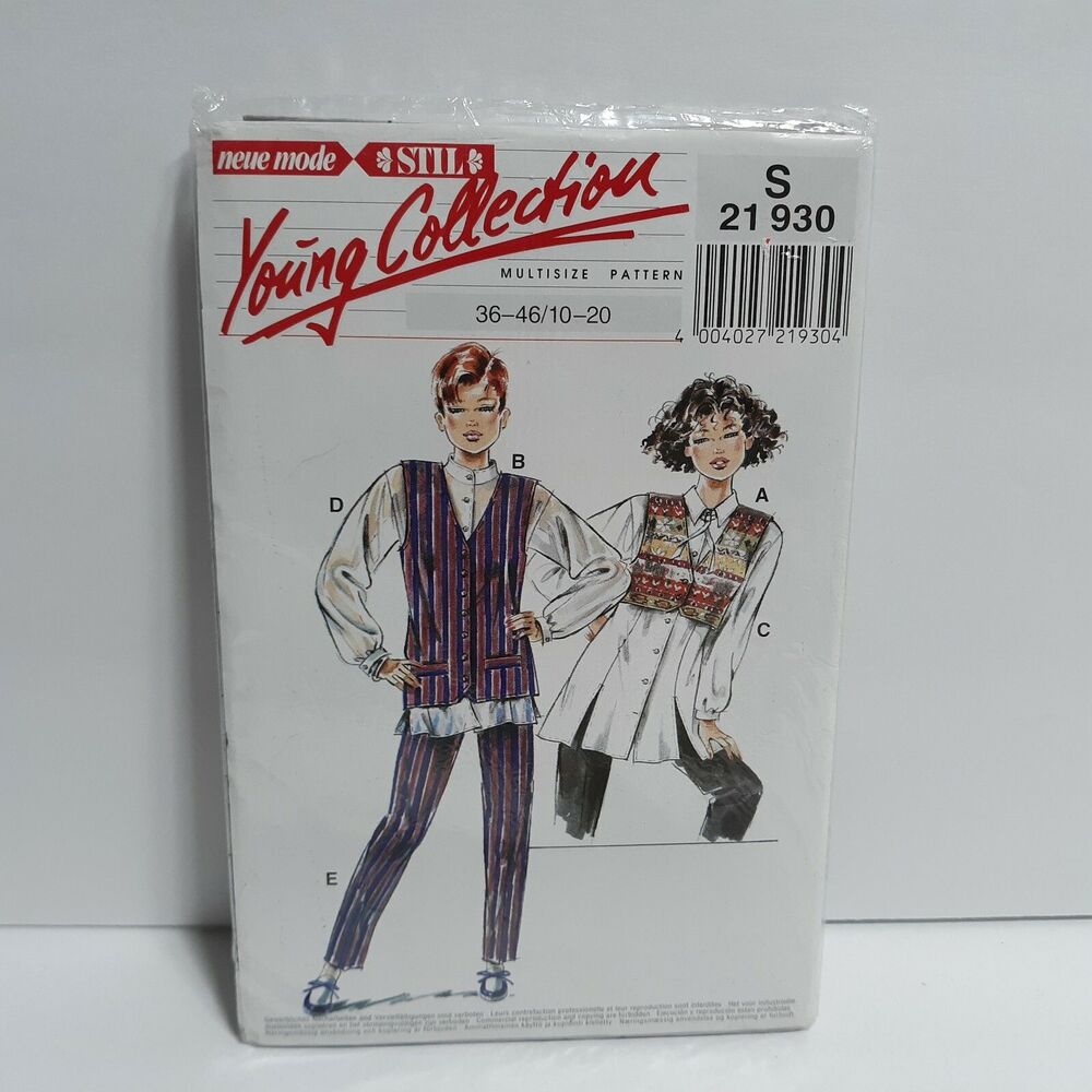 Neue Mode Young Collection Vest Button Shirt pants sewing pattern 36-46 10-20